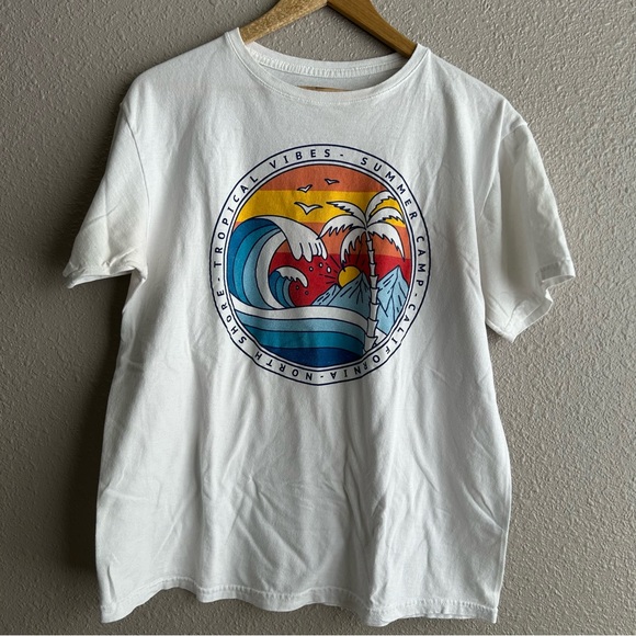 Visitor Premium white short sleeve 100% cotton California Tropical Vibes t-shirt - Picture 1 of 5